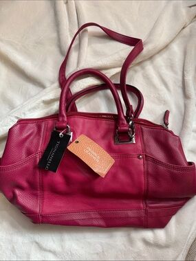 Tignanello Berry Leather Shoulder Tote